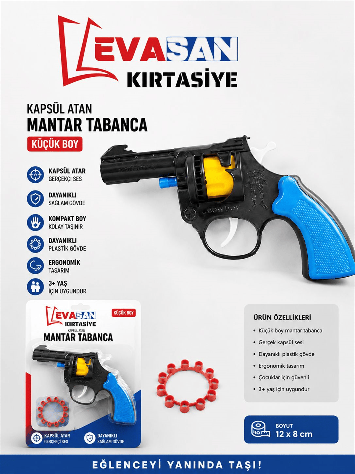 KAPSÜL ATAN MANTAR TABANCA KÜÇÜK BOY 14cm X 10cm PK:24 LÜ