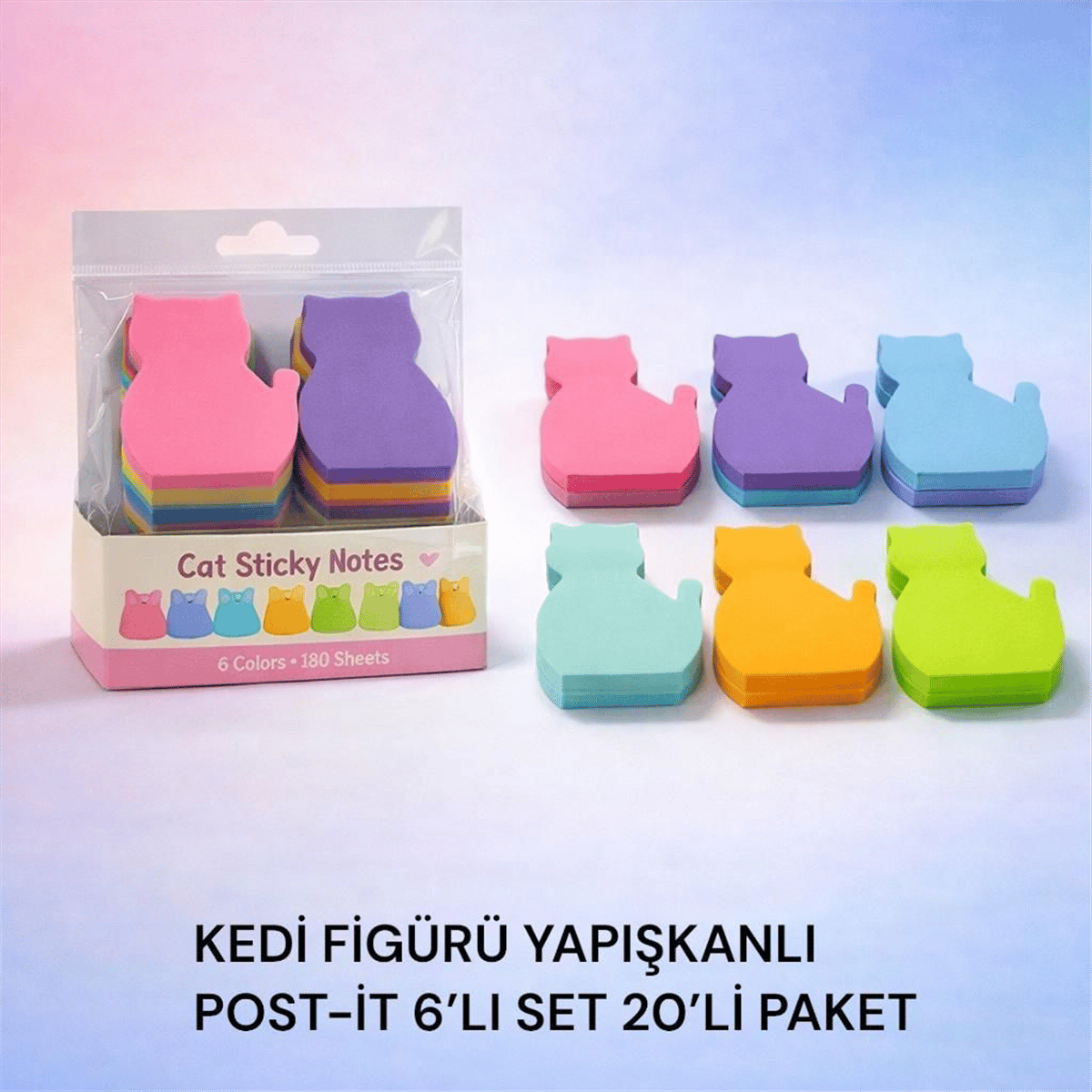 KEDİ FİGÜRÜ YAPIŞKANLI POST-İT 6 LI SET PK:20 Lİ