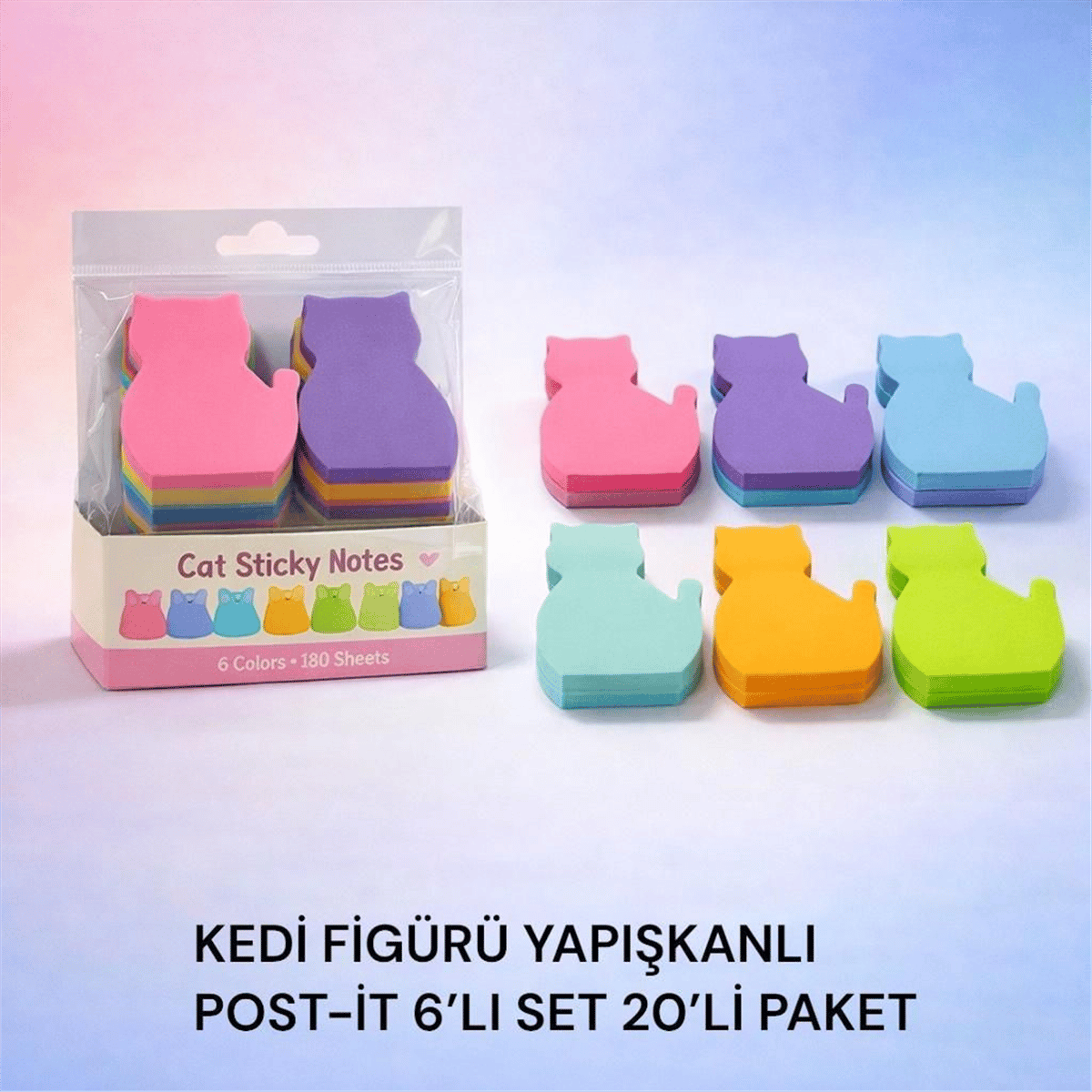 KEDİ FİGÜRÜ YAPIŞKANLI POST-İT 6 LI SET PK:20 Lİ