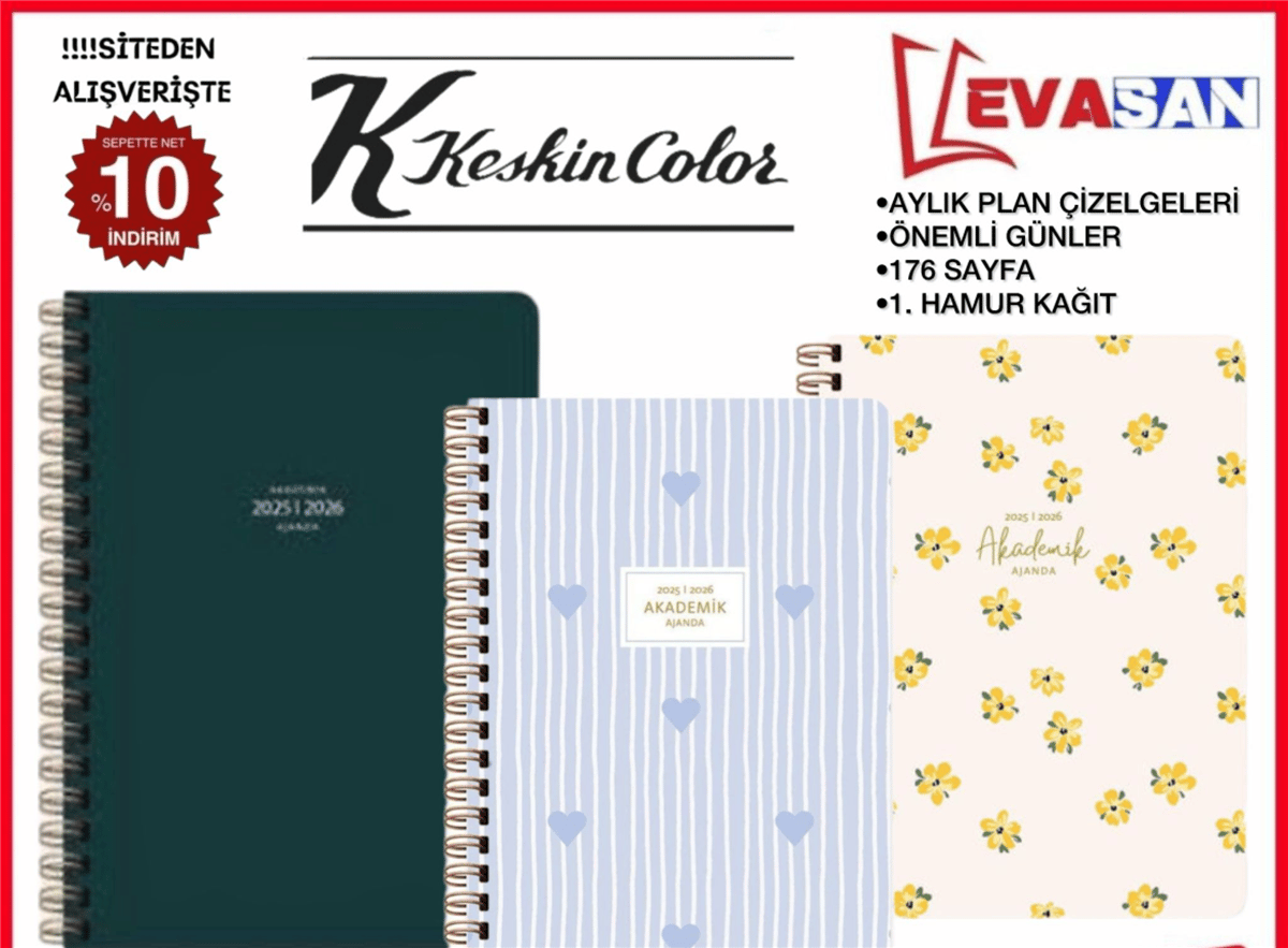 KESKİN 16X23 2026 AKADEMİK AJANDA SPRALLİ 176 SAYFA