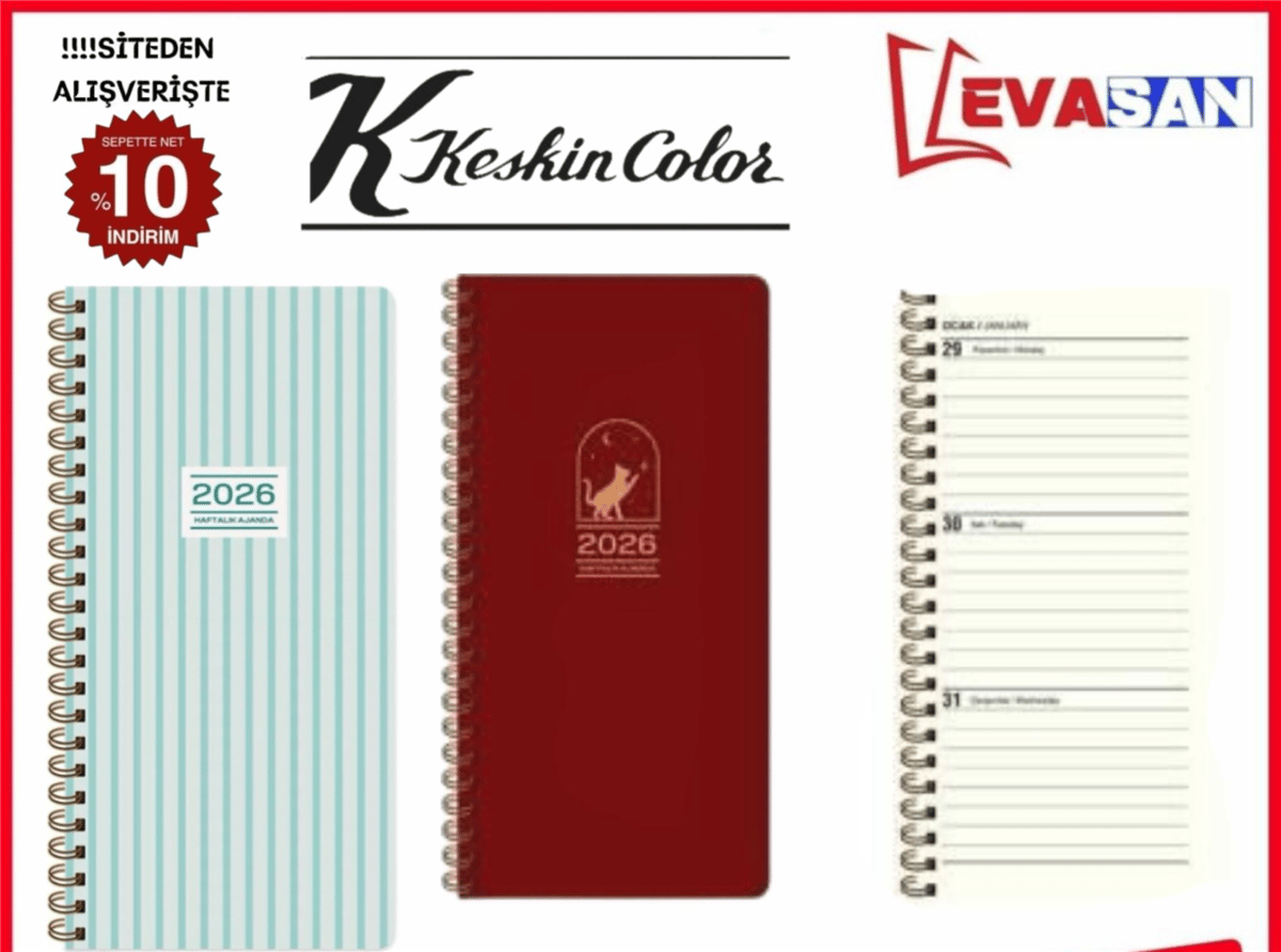 KESKİN 8X16 2026 SPRALLİ HAFTALIK CEP AJANDASI 