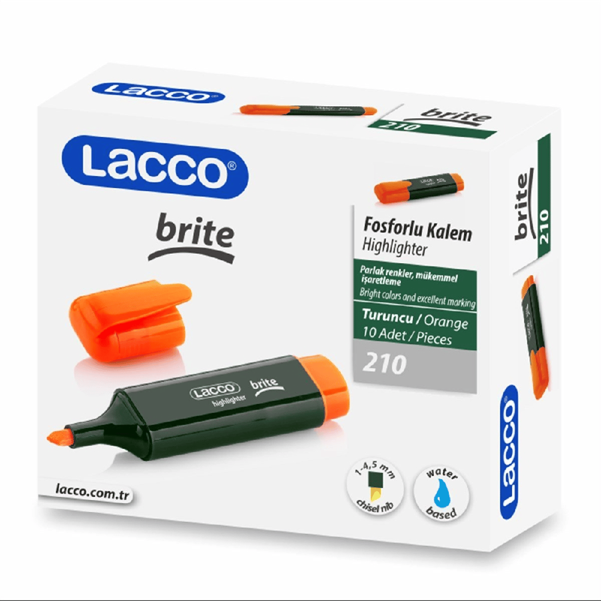 LACCO BRİTE TURUNCU FOSFORLU KALEM 210 10 LU *200