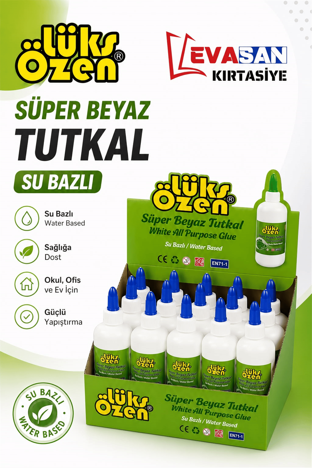 LÜKS ÖZEN EN71-1 SU BAZLI SÜPER BEYAZ TUTKAL 100G P:12 Lİ 