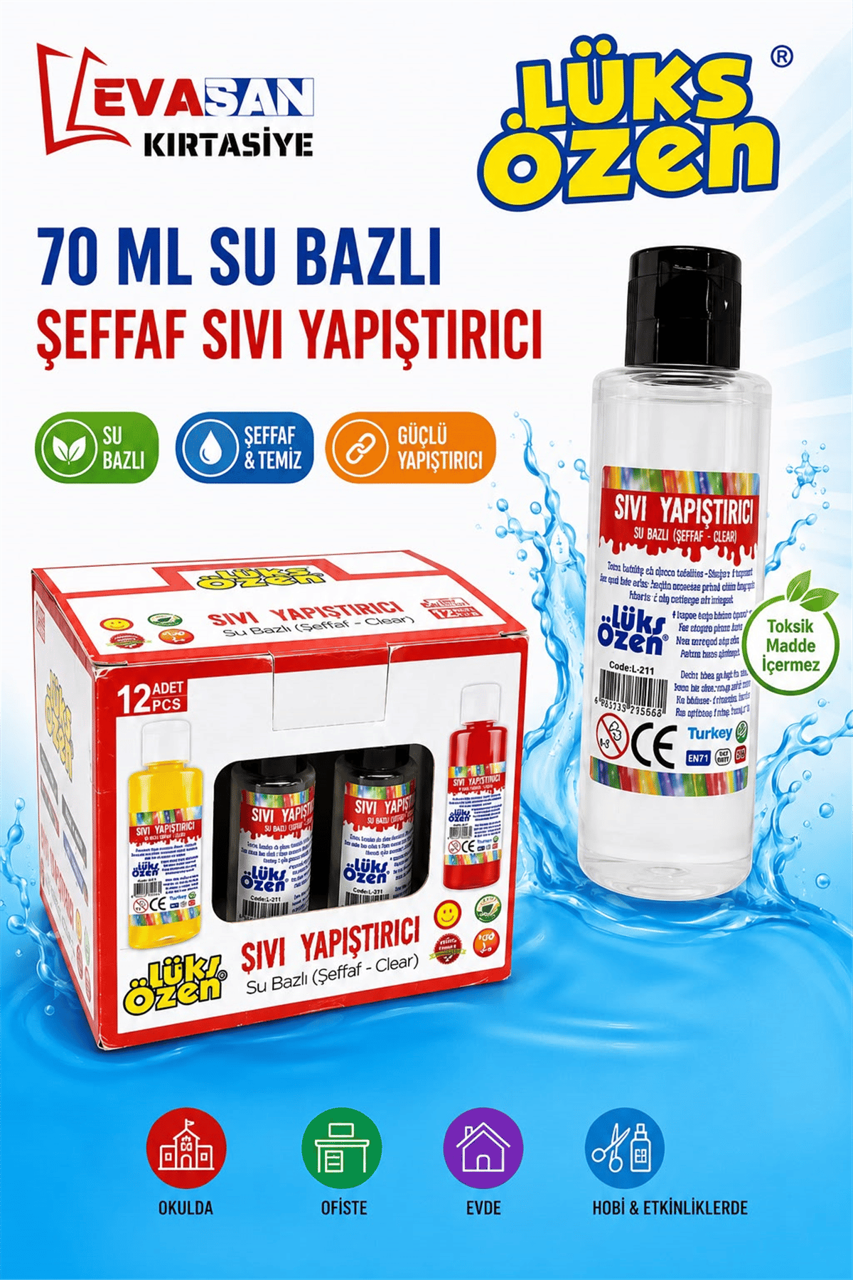 LÜX ÖZEN L-162 ŞEFFAF SIVI YAPIŞTIRICI 70 ML PK:12 Lİ