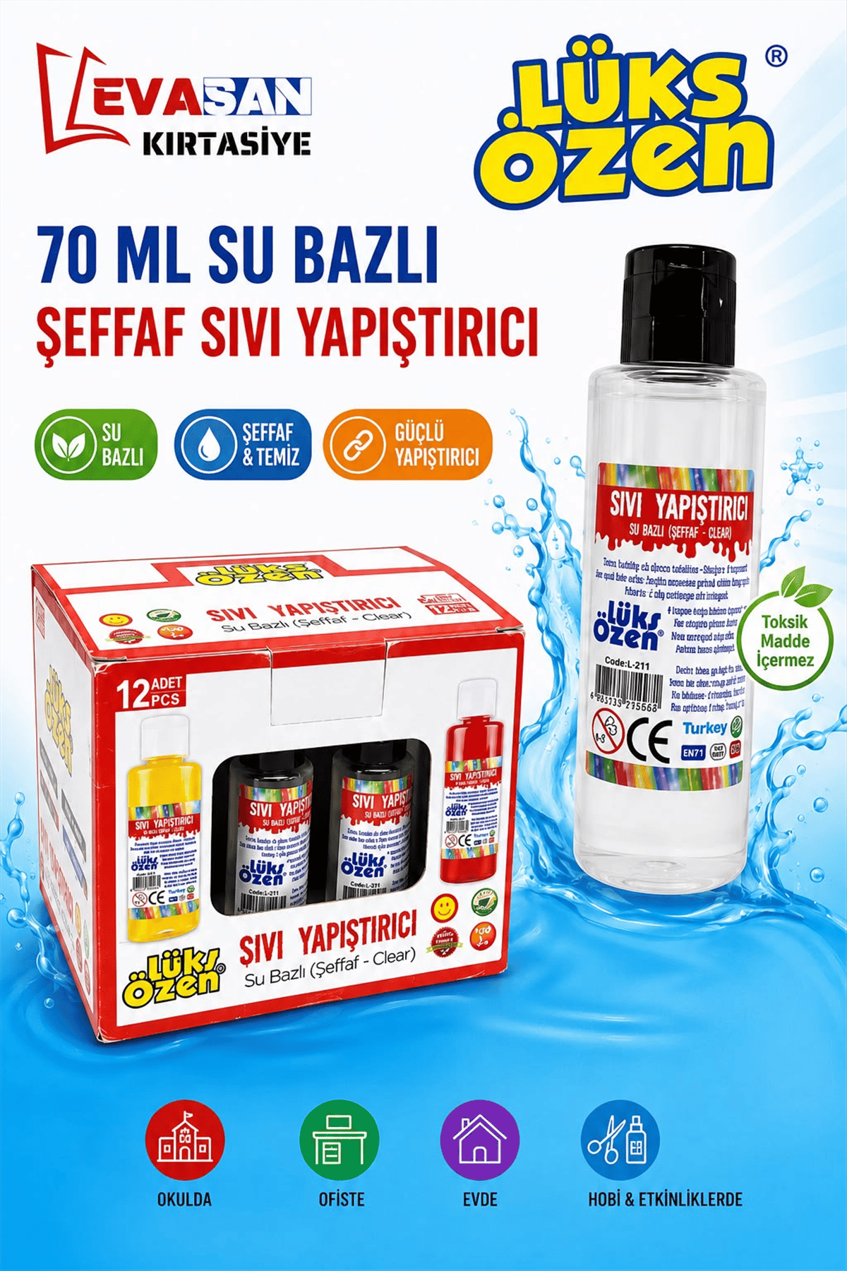 LÜX ÖZEN L-162 ŞEFFAF SIVI YAPIŞTIRICI 70 ML PK:12 Lİ