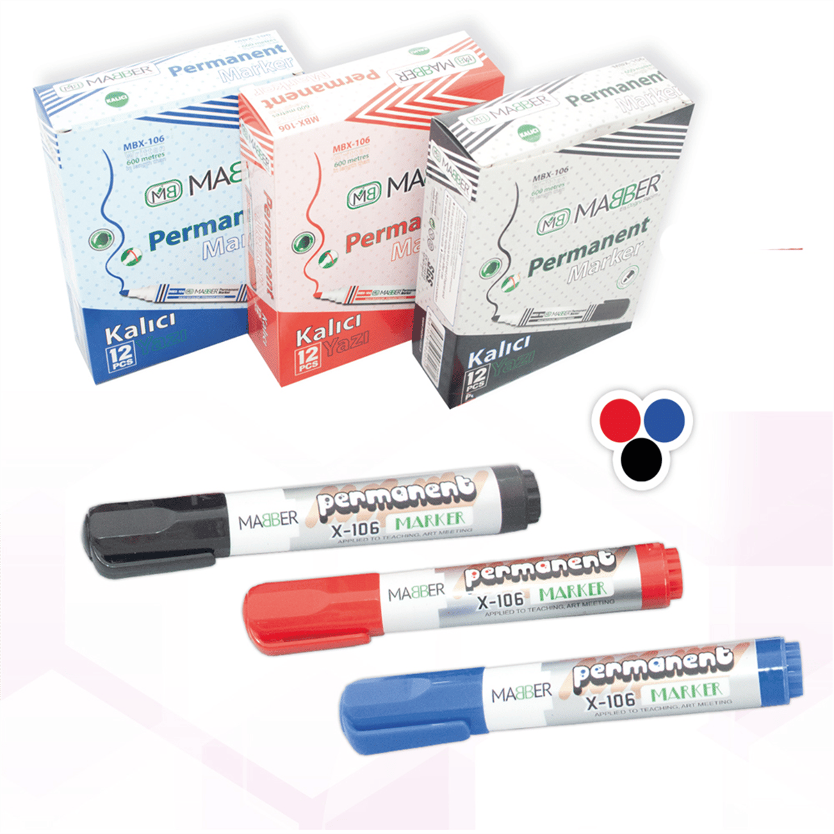 MABER-MBX-106 PERM.MARKER KIRMIZI 12'Lİ 1152*96