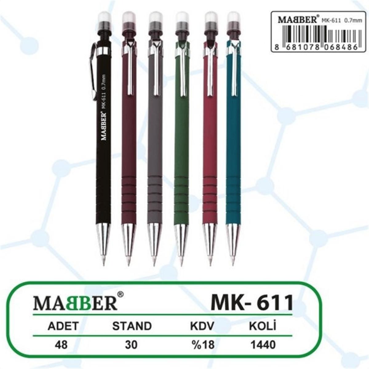 MABER-MP611 VERSATİL KALEM 0.7 48'Lİ 1440*30