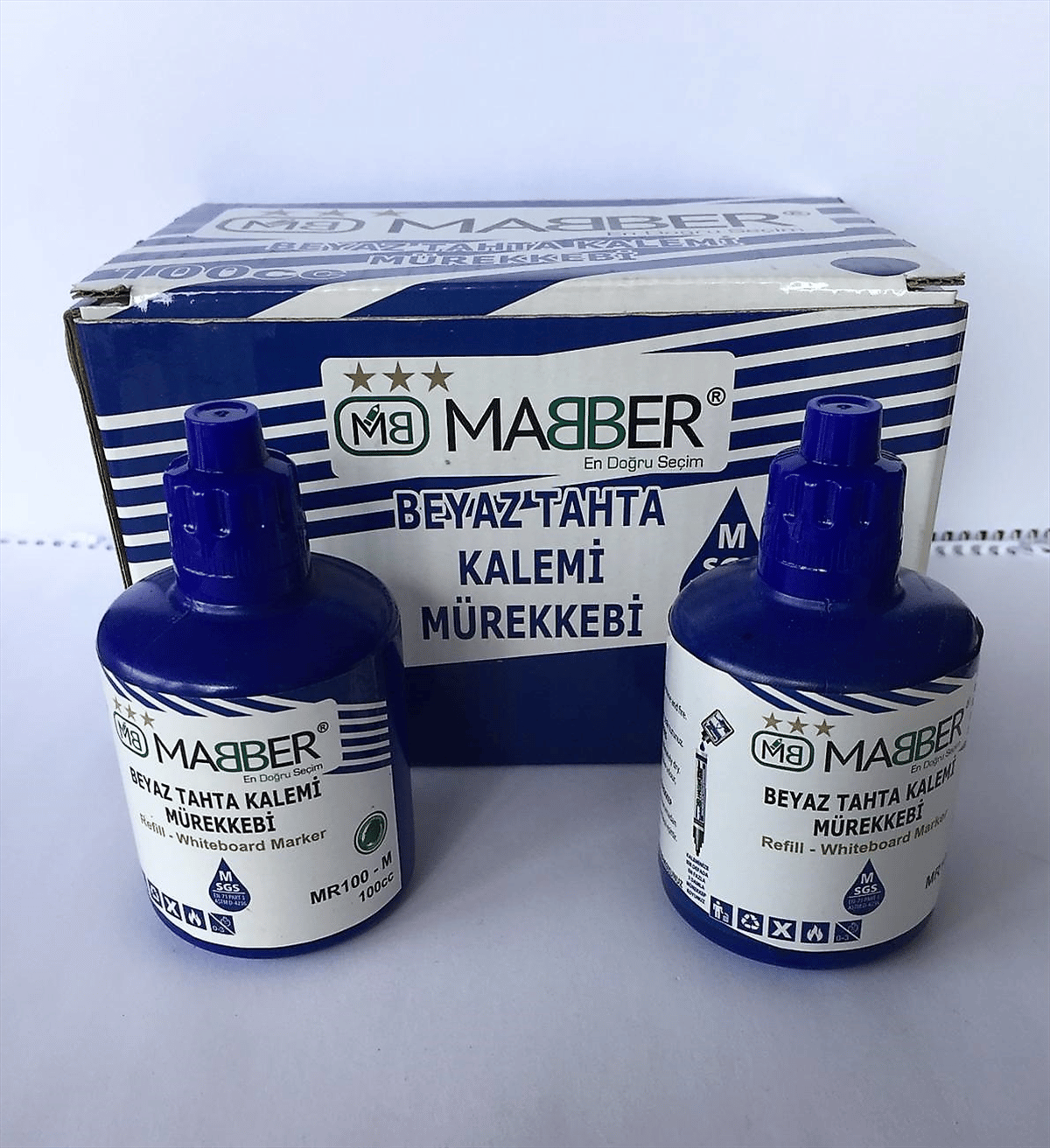 MABER-MR100cc  BEYAZ TAHTA MÜREK.MAVİ 6'LI 96*16