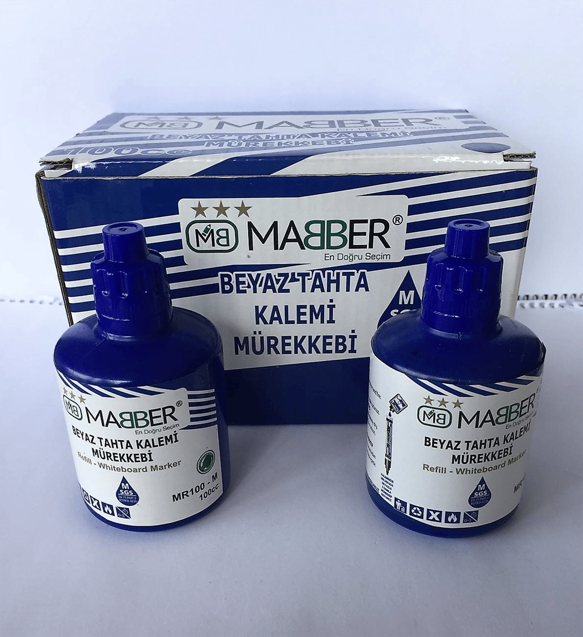 MABER-MR100cc  BEYAZ TAHTA MÜREK.MAVİ 6'LI 96*16