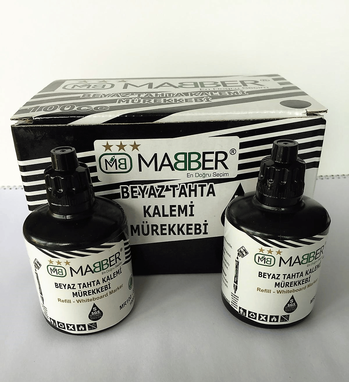 MABER-MR100cc  BEYAZ TAHTA MÜREK.SİYAH 6'LI 96*16