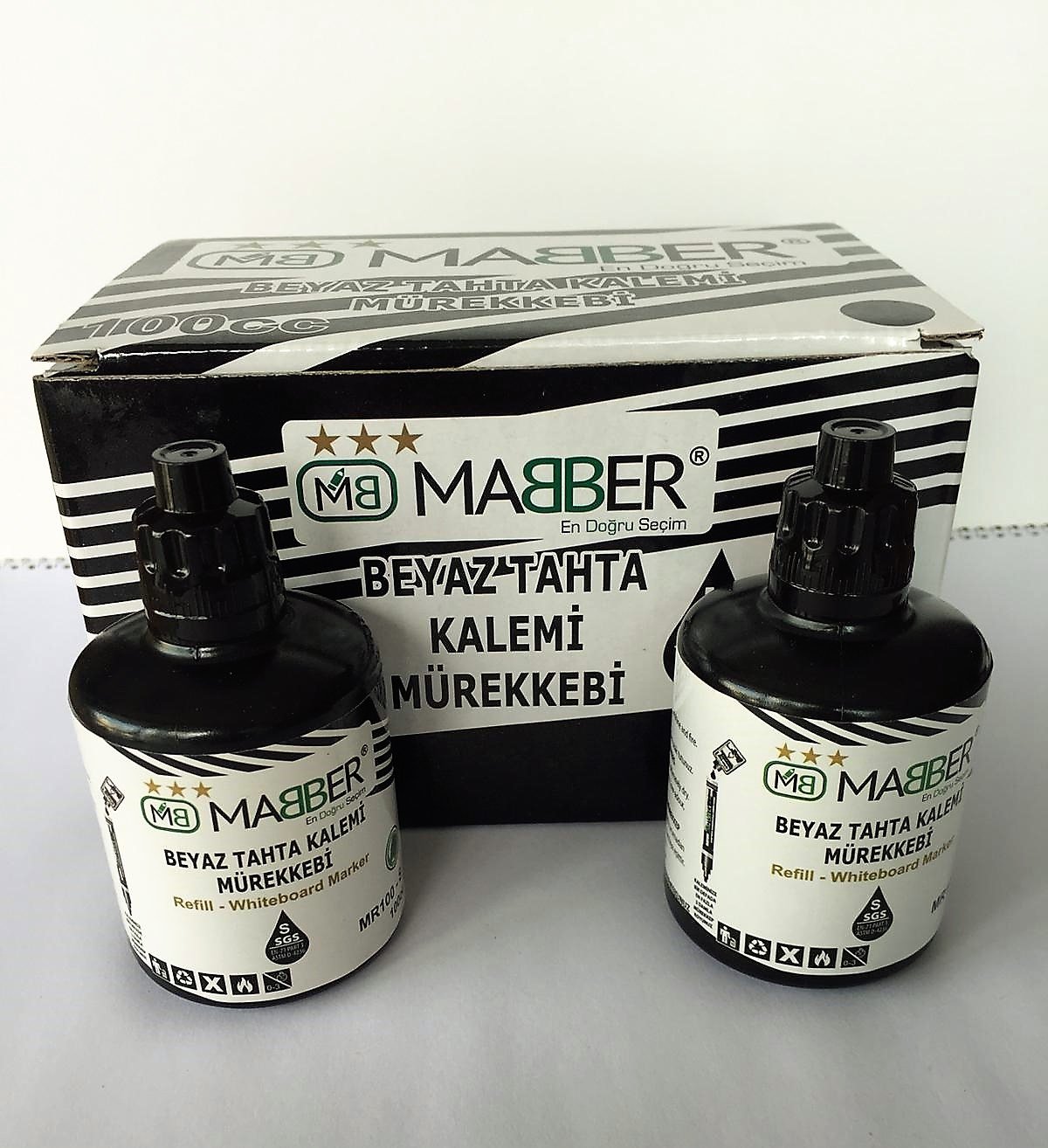 MABER-MR100cc  BEYAZ TAHTA MÜREK.SİYAH 6'LI 96*16