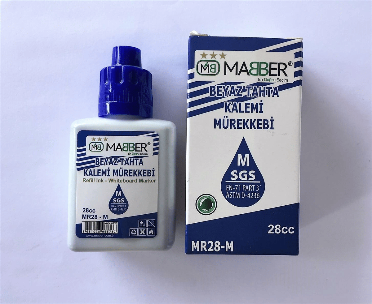 MABER-MR28cc BEYAZ TAHTA MÜREKKEBİ MAVİ 6'LI *240