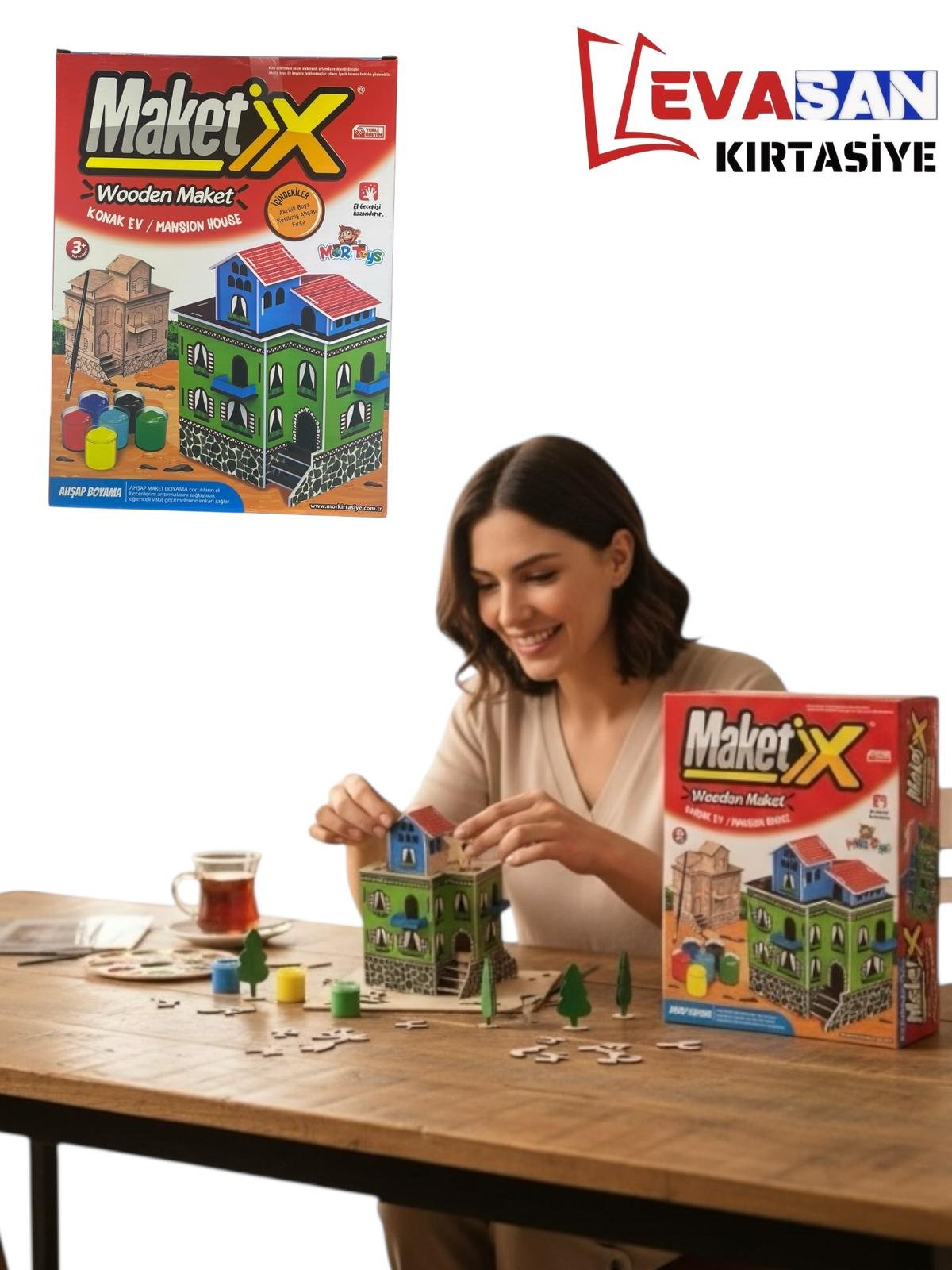 MAKETİX KONAK EV AHŞAP BOYAMA SETİ 