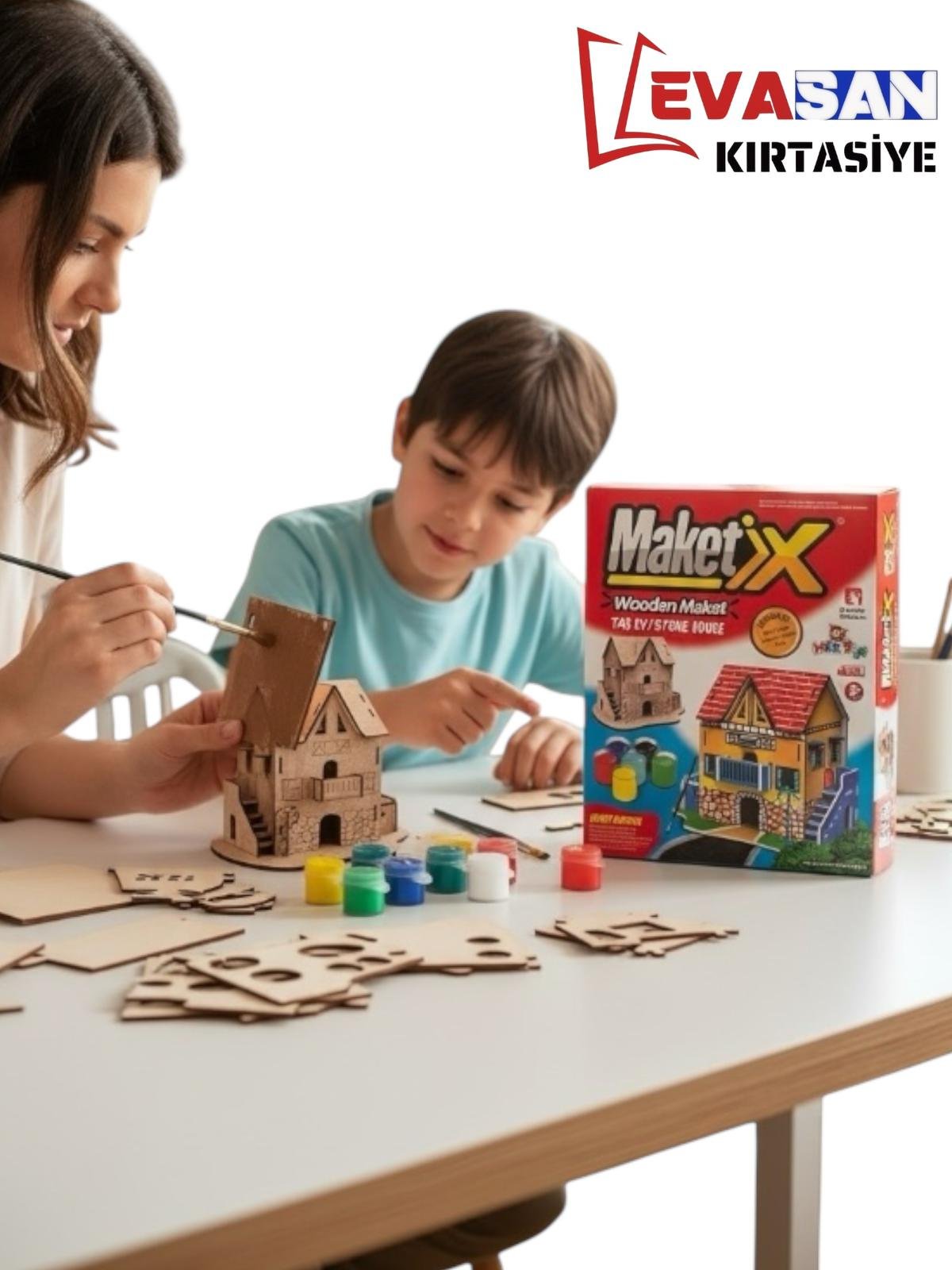 MAKETİX TAŞ EV AHŞAP BOYAMA SETİ 