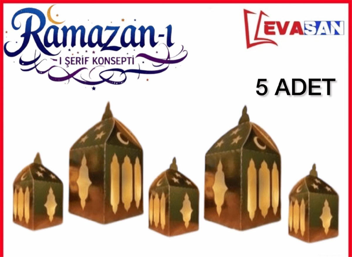 MASA ÜSTÜ DEKOR RAMAZAN TEMALI GOLD 5 ADET