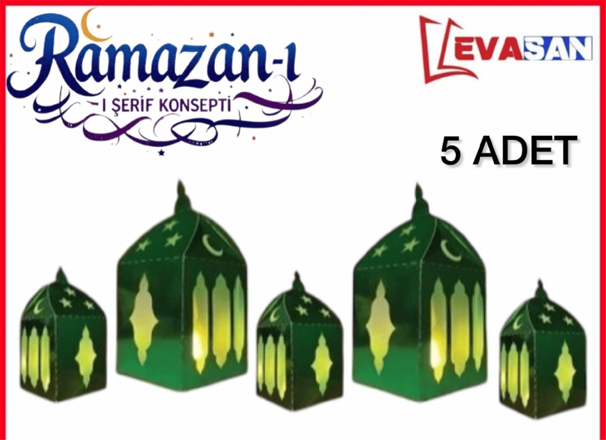 MASA ÜSTÜ DEKOR RAMAZAN TEMALI YEŞİL 5 ADET