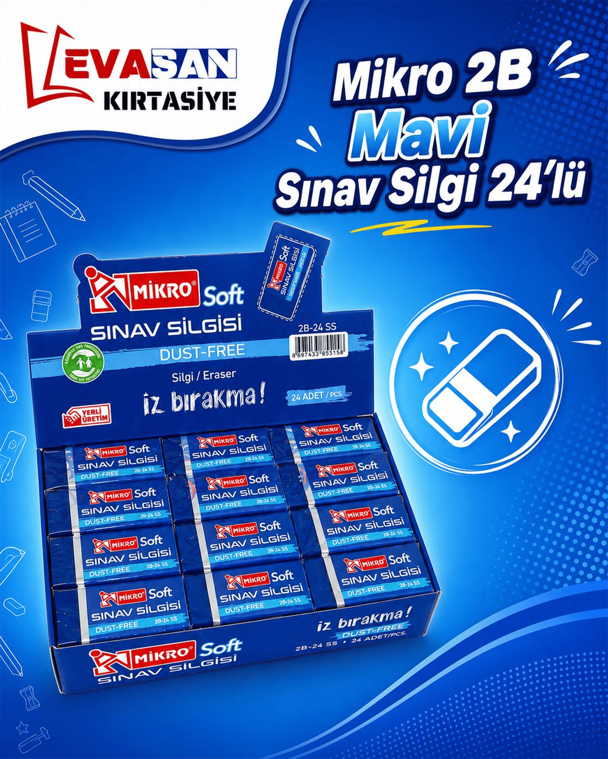 MİKRO 2B-24SS SINAV SİLGİSİ 24 LÜ PK *50