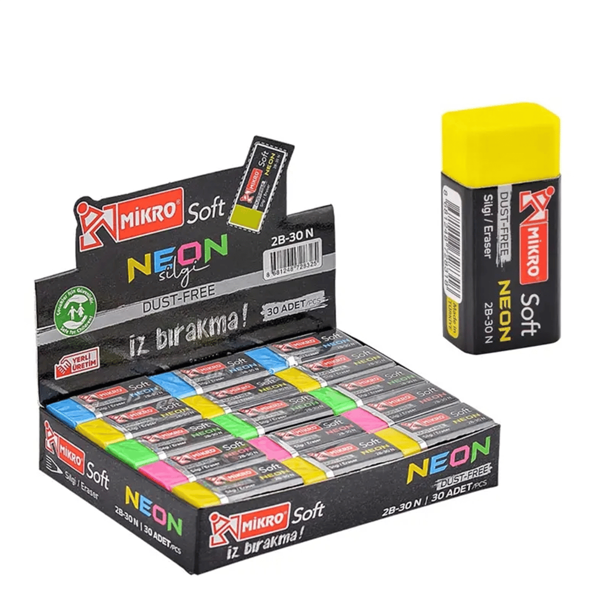 MİKRO DUST FREE NEON SİLGİ 30 LU