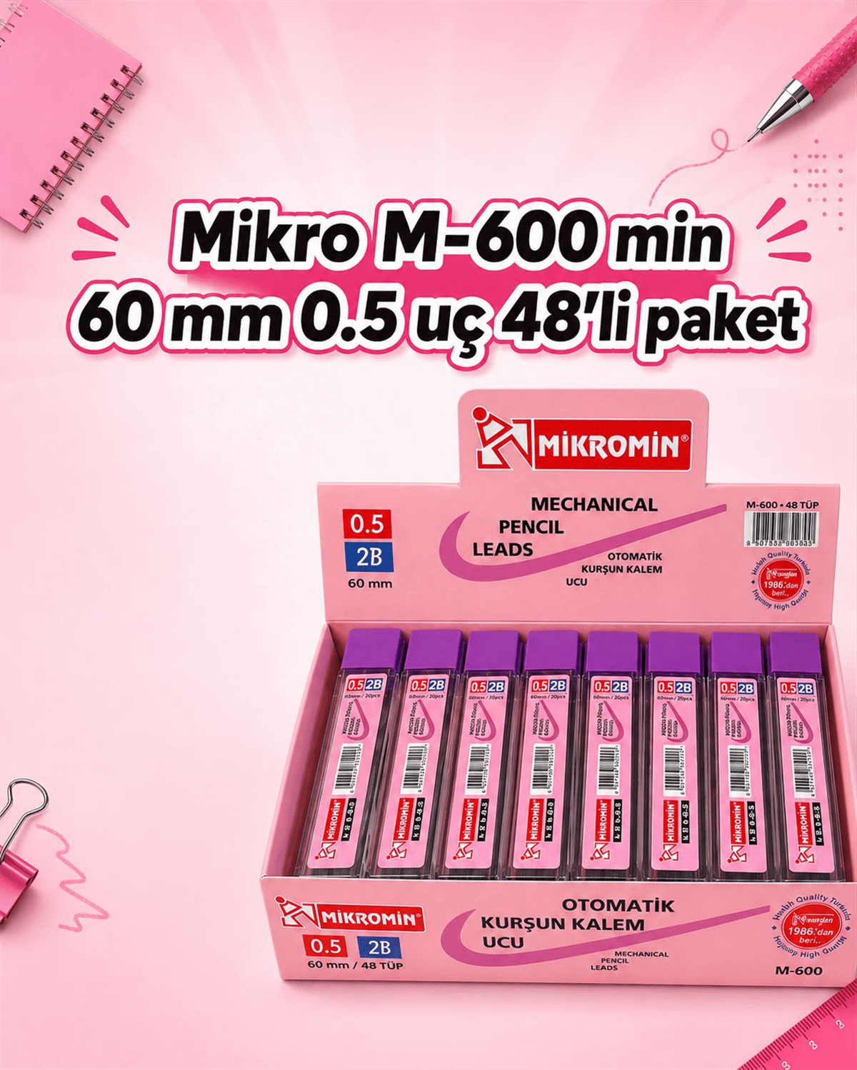 MİKRO M-600 MİN 60 MM KISA 0.5 48 Lİ PK. *2880