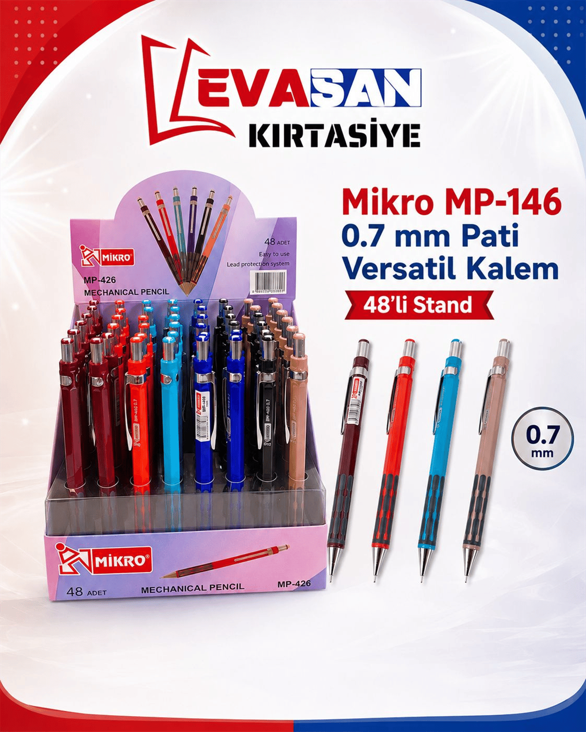 MİKRO MP-426 0.7 MM VERSATİL KALEM 48 Lİ STAND 