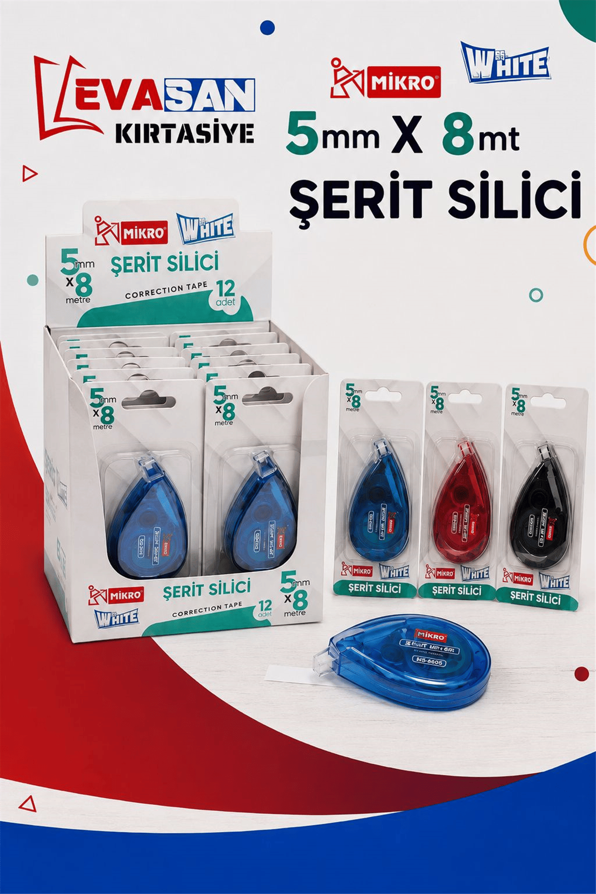 MİKRO MS-6605 5MMX8MT ŞERİT SİLİCİ PK:12 Lİ 