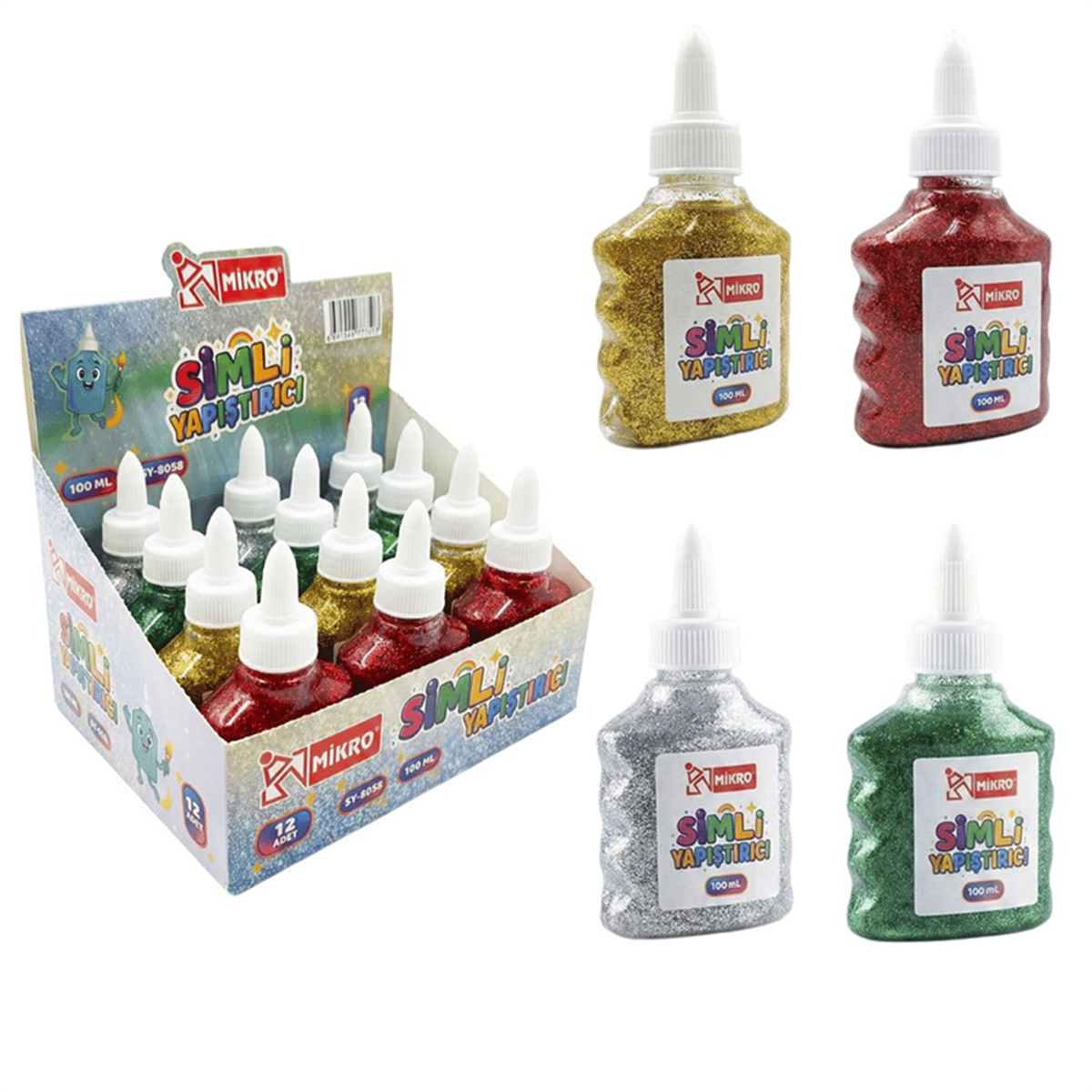 MİKRO SY-8717 RENGARENK SİMLİ YAPIŞTIRICI 100ML PK:12 Lİ 