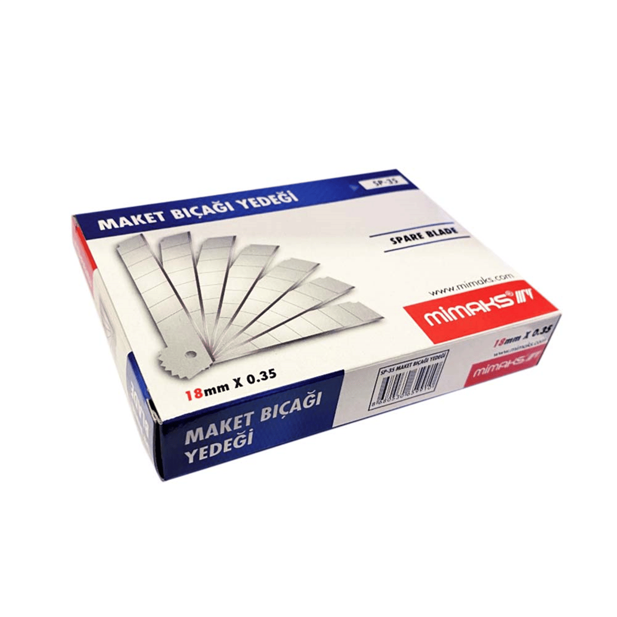 MİMAKS SP-35 GENİŞ  MAKET BIÇAĞI YEDİĞİ 18 MM-0.35MM 10 LU