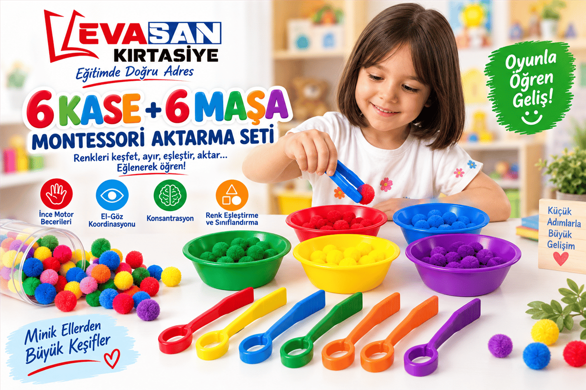 MONTESSORİ AKTARMA SETİ 6 KASE+6 MAŞA