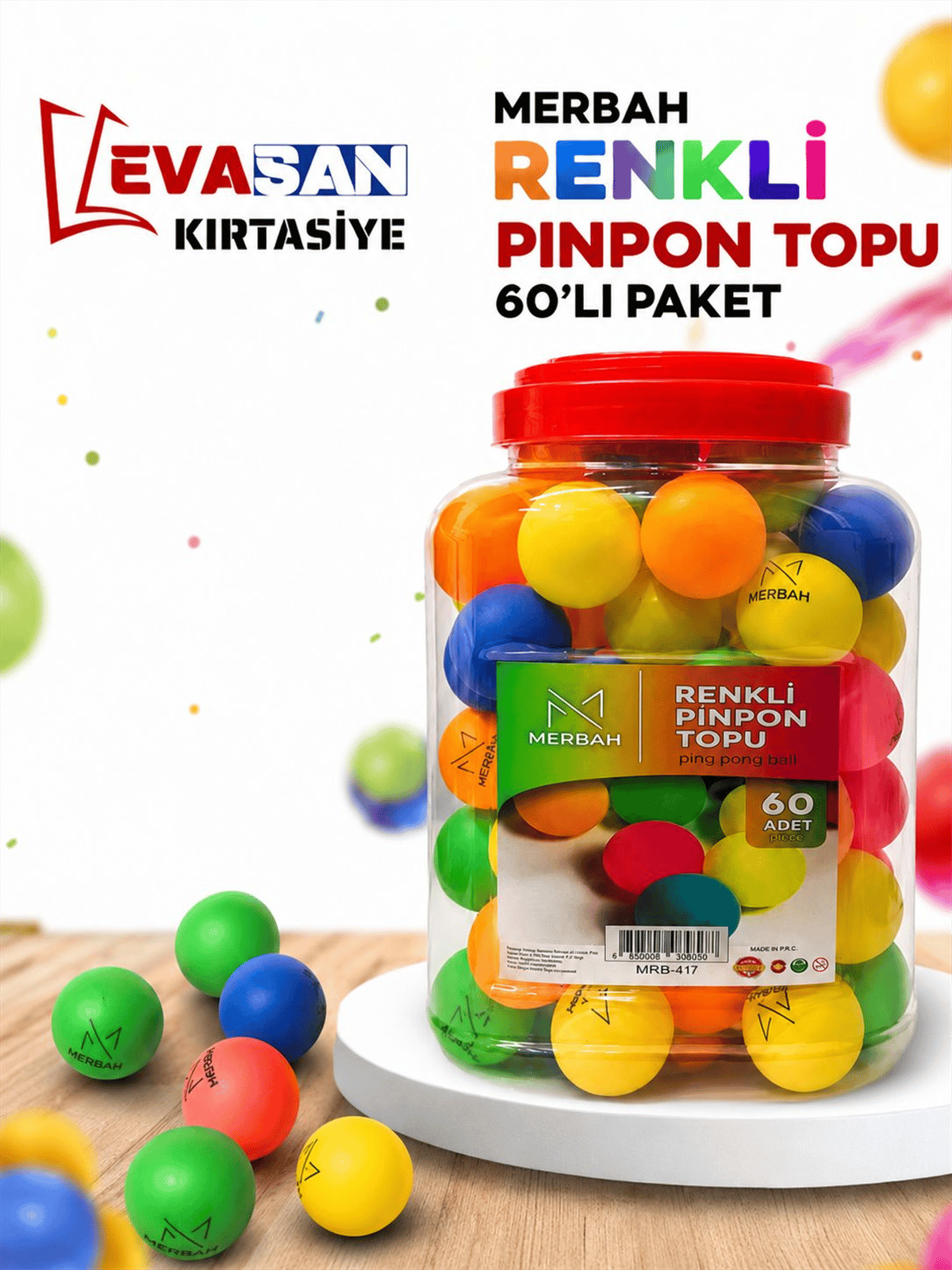 MRB-417 RENKLİ PİNPON TOPU PK:60 LI 