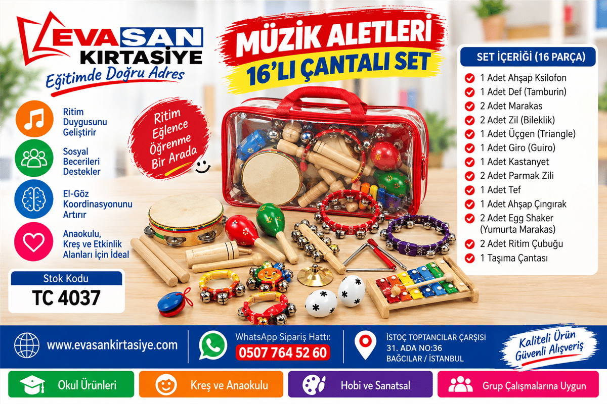 MÜZİK ALETLERİ 16 LI ÇANTALI SET