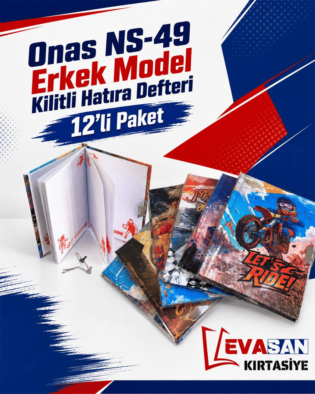 ONAS NS-49 ERKEK MODEL KİLİTLİ HATIRA DEFTERİ PK:12 Lİ 