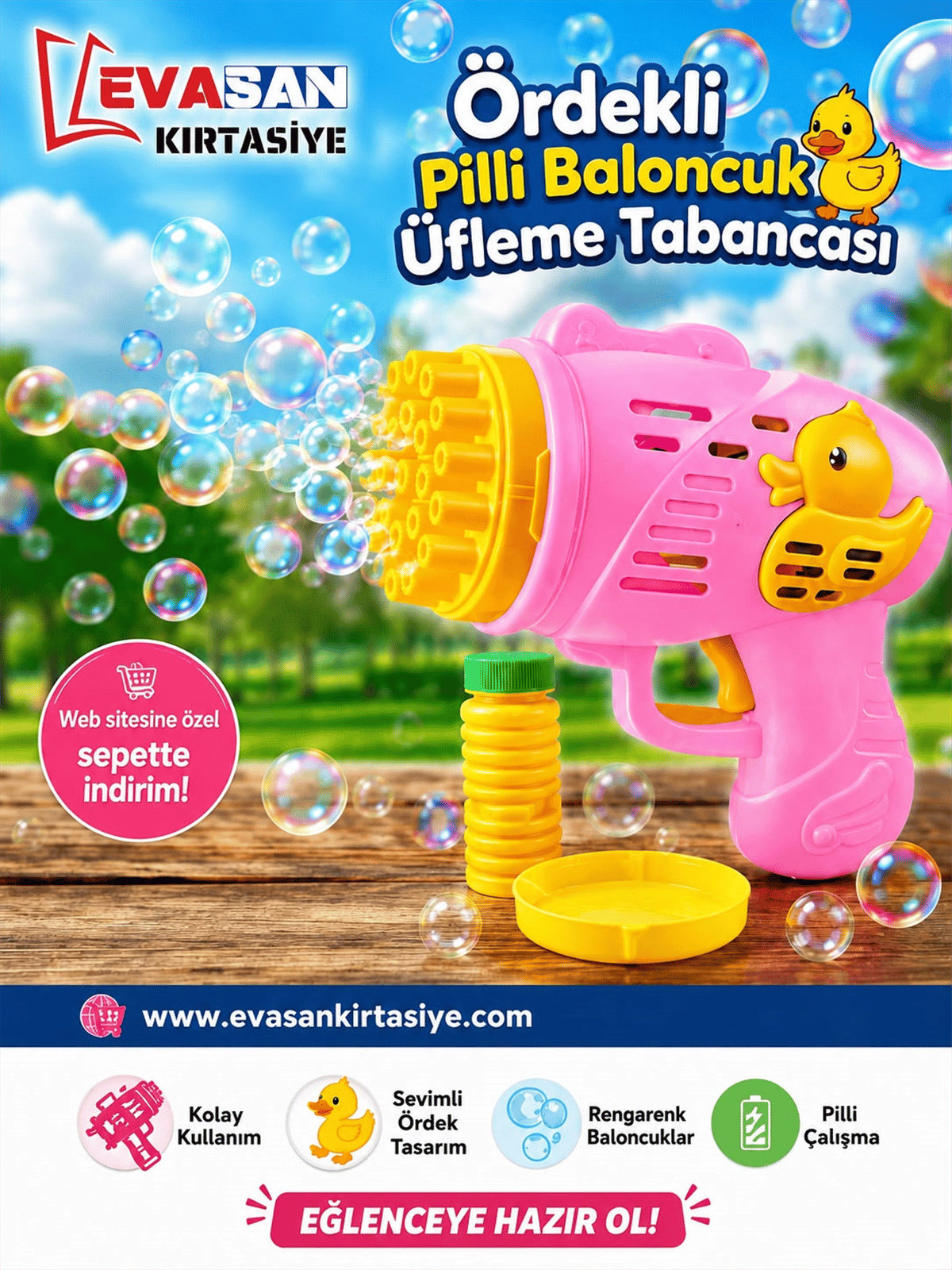 ÖRDEKLİ PİLLİ BALONCUK ÜFLEME TABANCASI KOD:6051