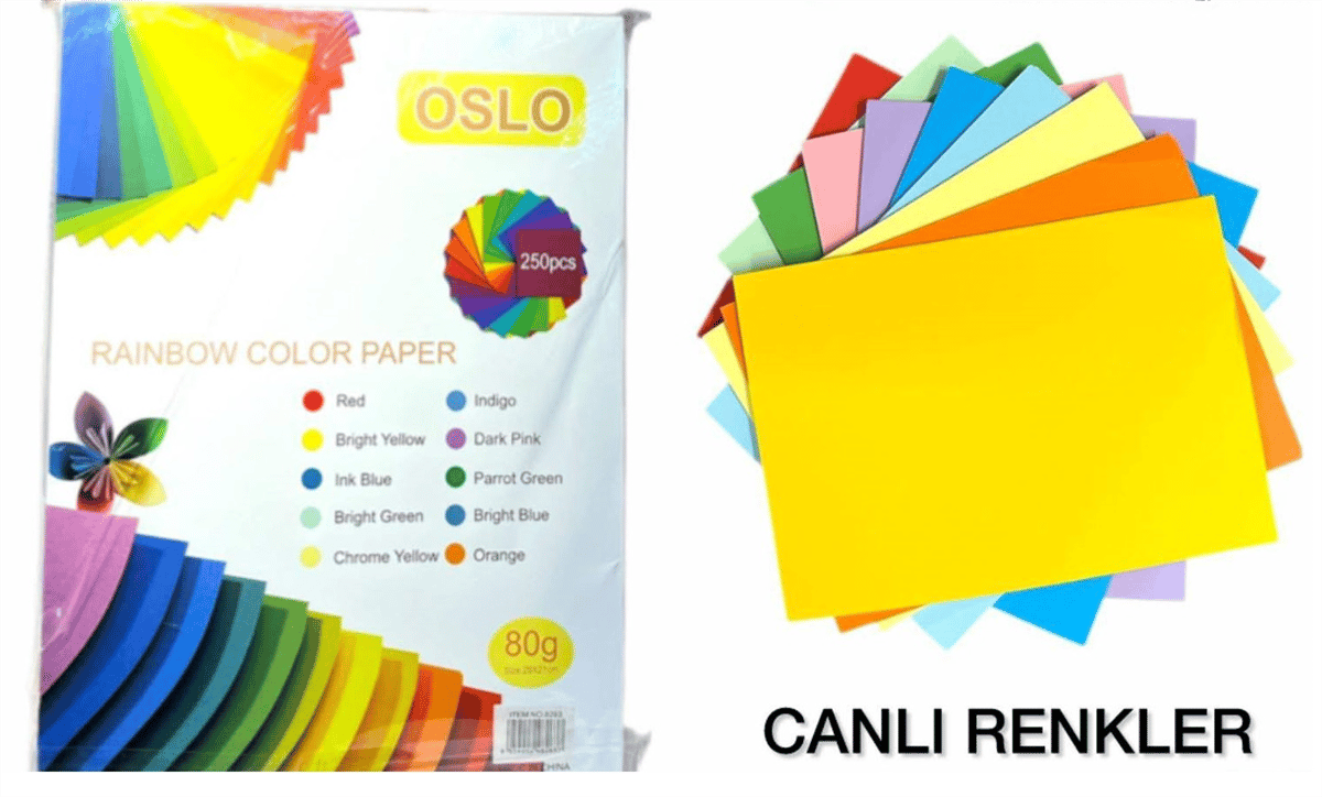 OSLO FOTOKOBİ KAĞIDI 80G RENKLİ 250Lİ