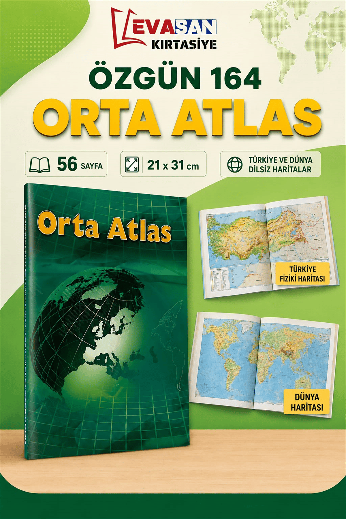 ÖZGÜN 164 ORTA ATLAS 56 SAYFA 21X31 *50