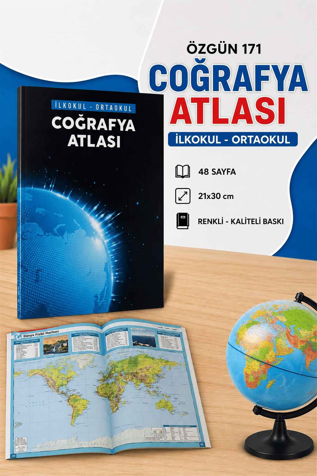 ÖZGÜN 171 COĞRAFYA ATALASI İLKOKUL-ORTAOKUL  21X30 48 SAYFA *50 