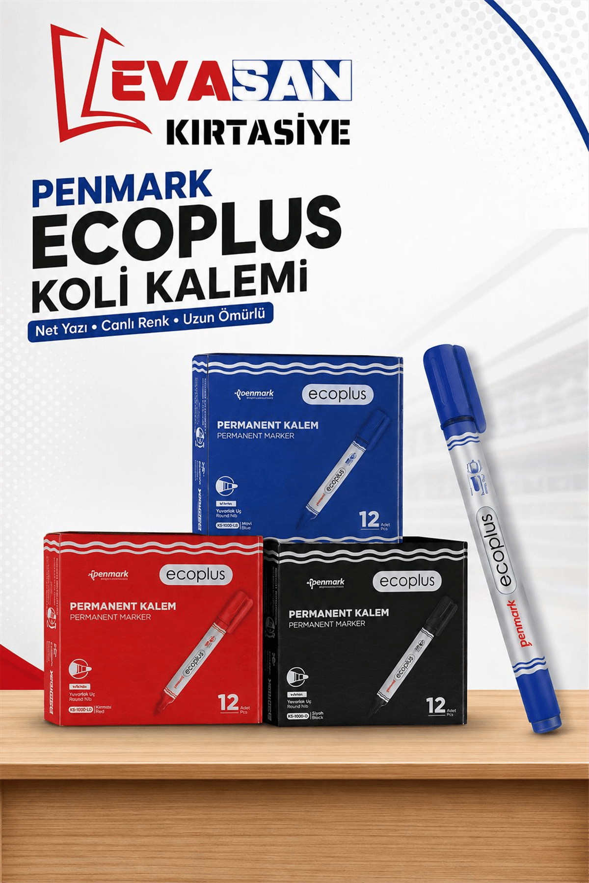 PENMARK ECOPLUS KOLİ KALEMİ YUVARLAK UÇ PK:12 Lİ