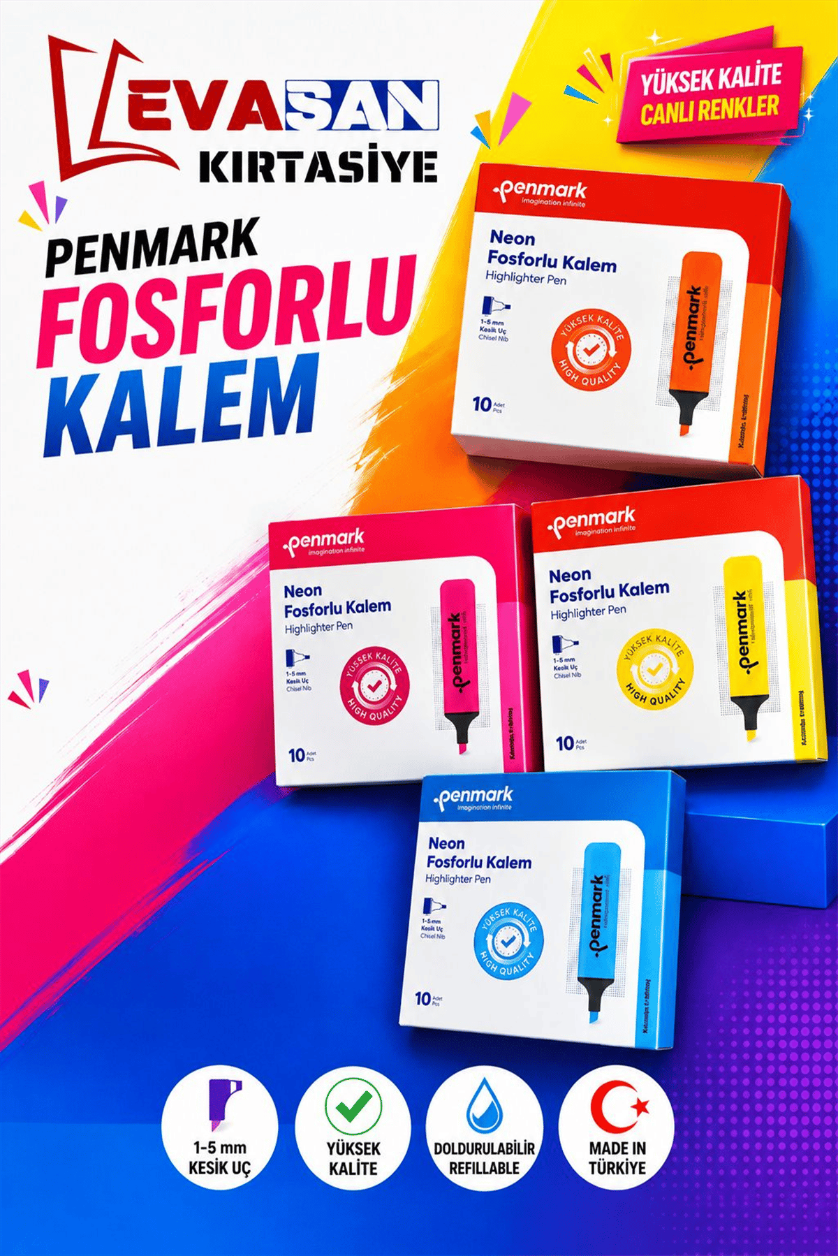 PENMARK TEK RENK FOSFORLU KALEM PK:10 LU