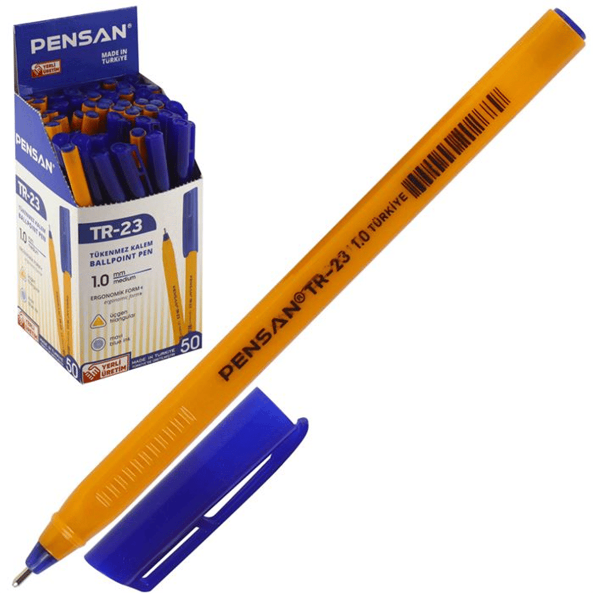 PENSAN TR-23 ÜÇGEN TÜKENMEZ KALEM MAVİ 50 Lİ