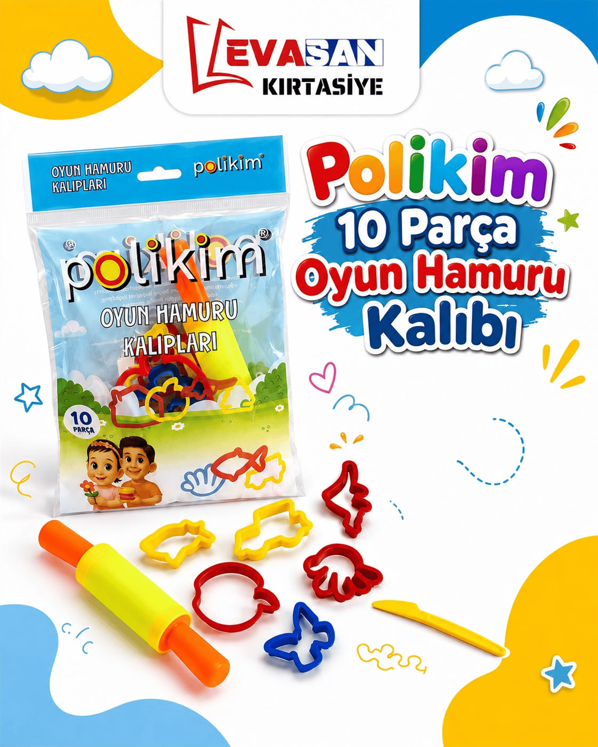 POLİKİM 10 PARÇA OYUN HAMURU KALIBI 