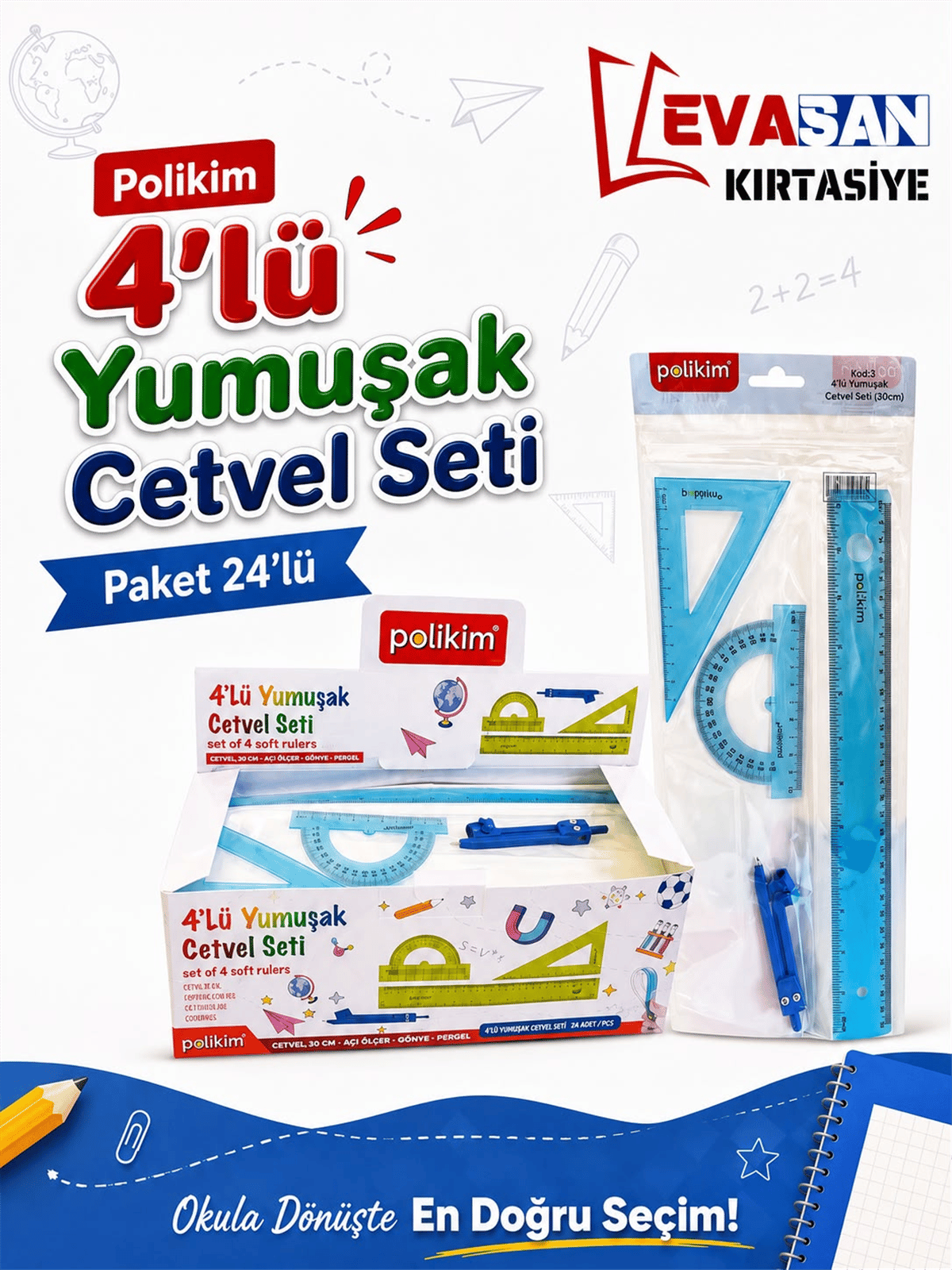 POLİKİM 4 LÜ YUMUŞAK CETVEL SETİ PK:24 LÜ