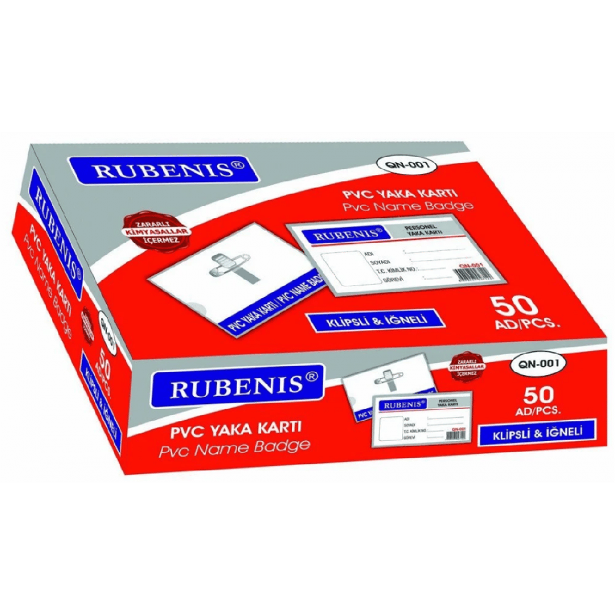 RUBENİS YAKA KARTI MAVİ 50 Lİ