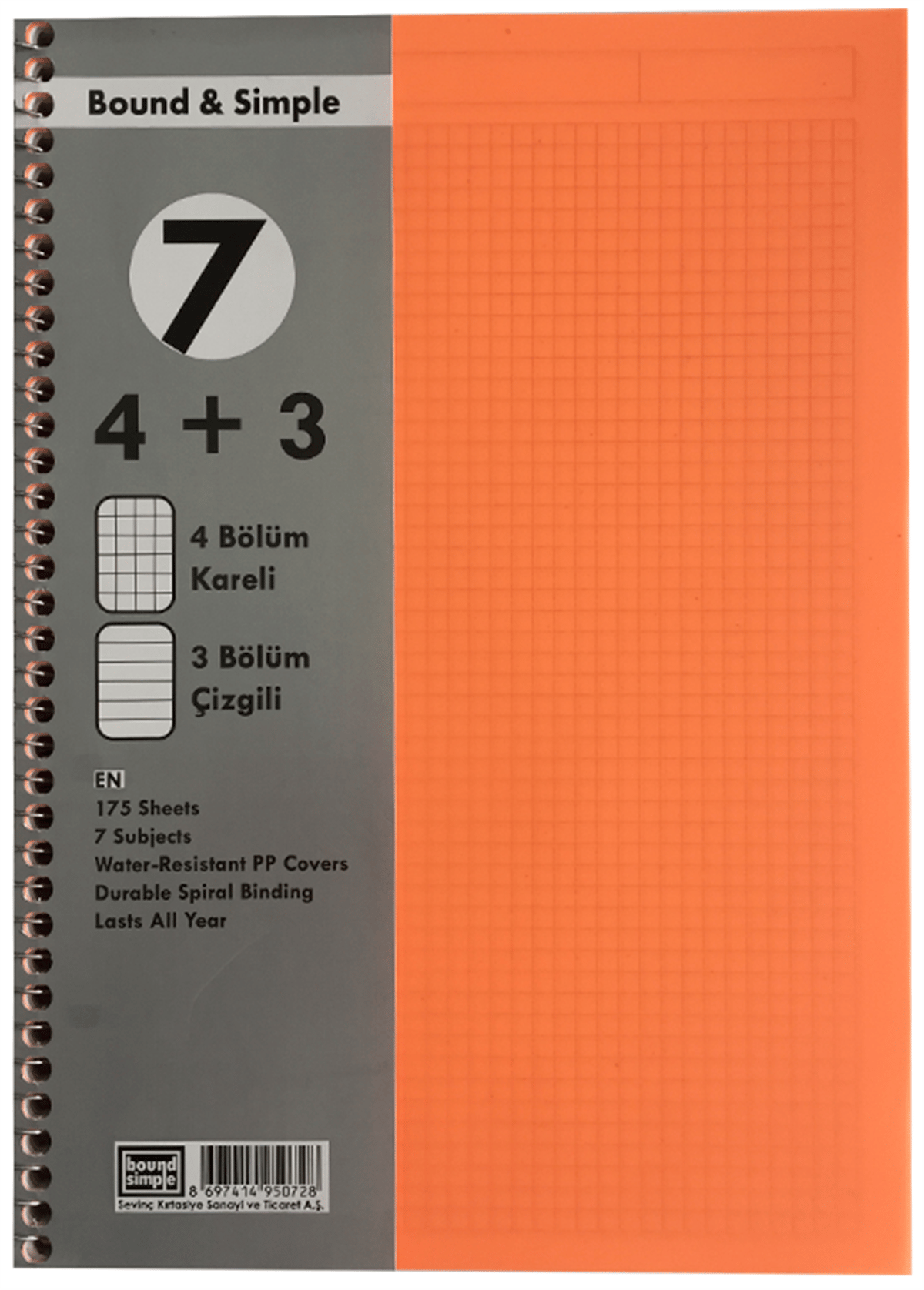 SEV AYRAÇLI DEFTER 4+3 175 YP. *24