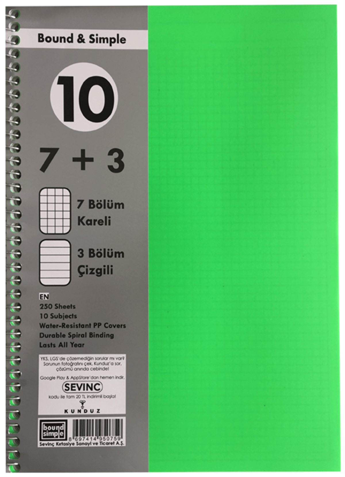 SEV AYRAÇLI DEFTER 7+3 250 YAP *16