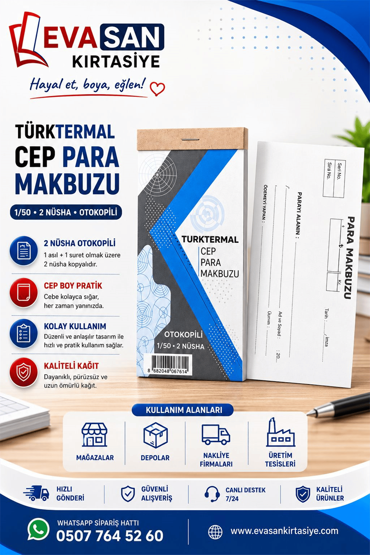 TÜRKTERMAL CEP PARA MAKBUZU 2/50 OTOKOPİLİ PK:24 LÜ