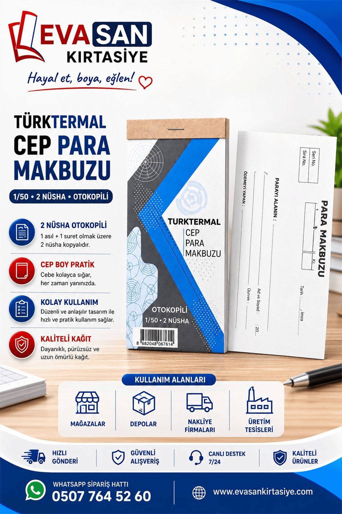 TÜRKTERMAL CEP PARA MAKBUZU 2/50 OTOKOPİLİ PK:24 LÜ
