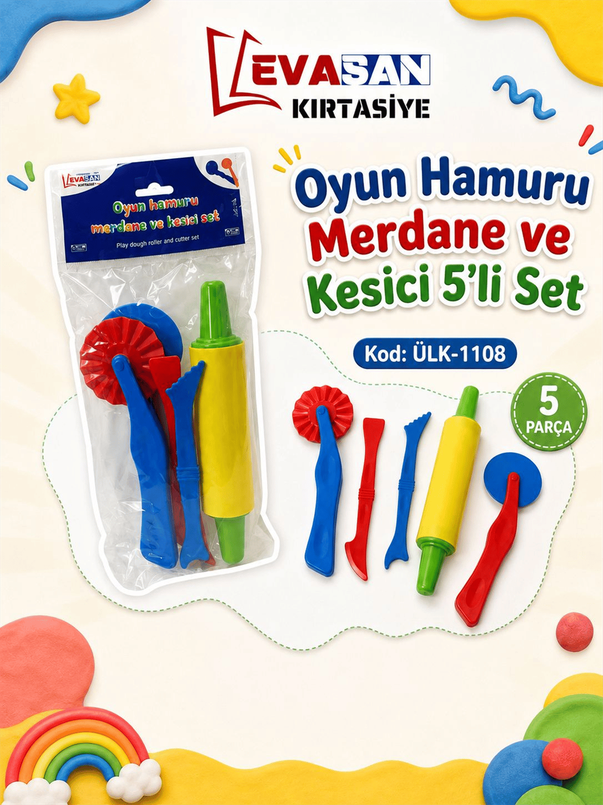 ÜLK-1108 OYUN HAMURU MERDANE VE KESİCİ 5 Lİ SET *36