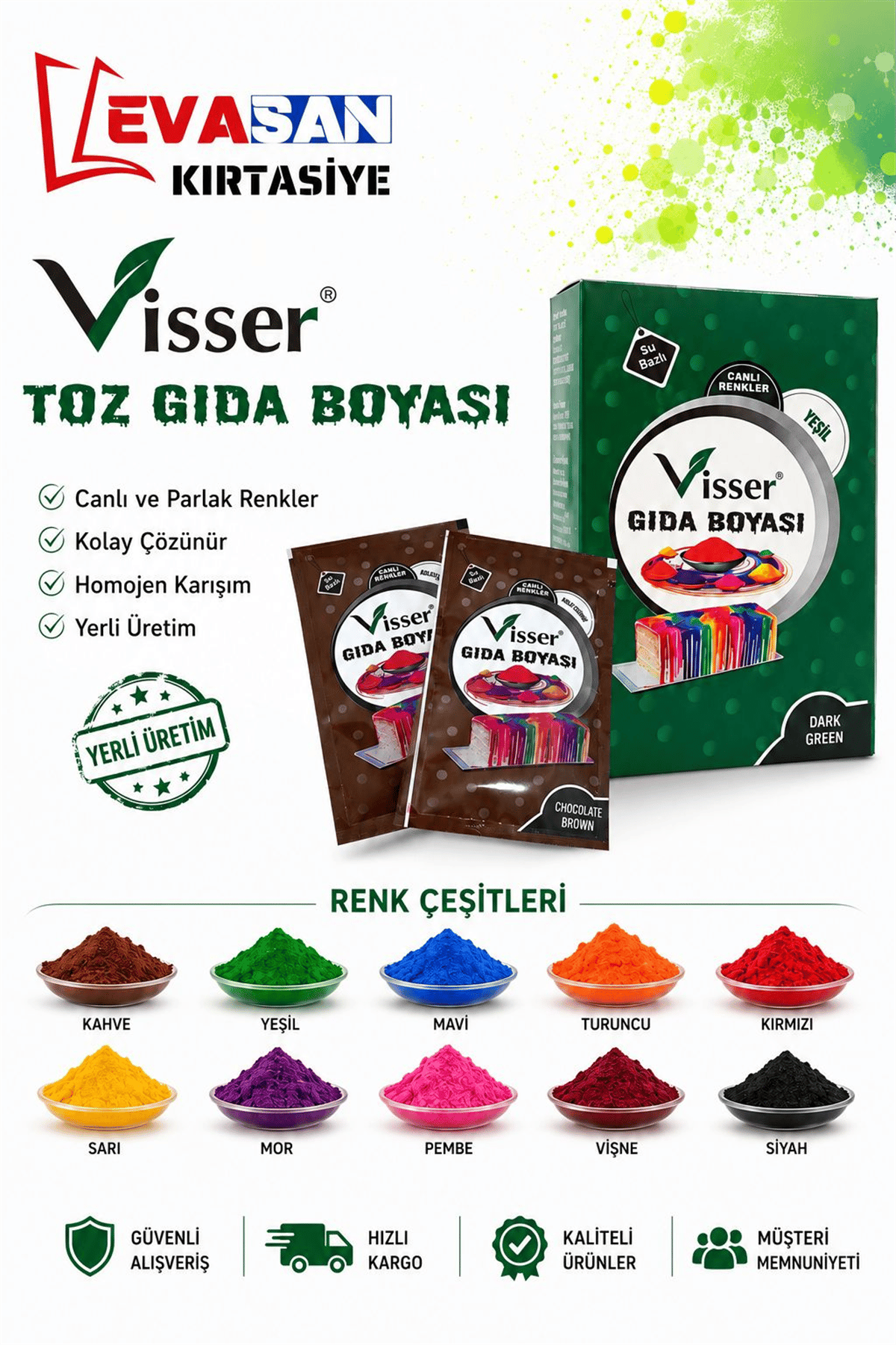 VİSSER 9 GR TOZ GIDA BOYASI PK:12 Lİ