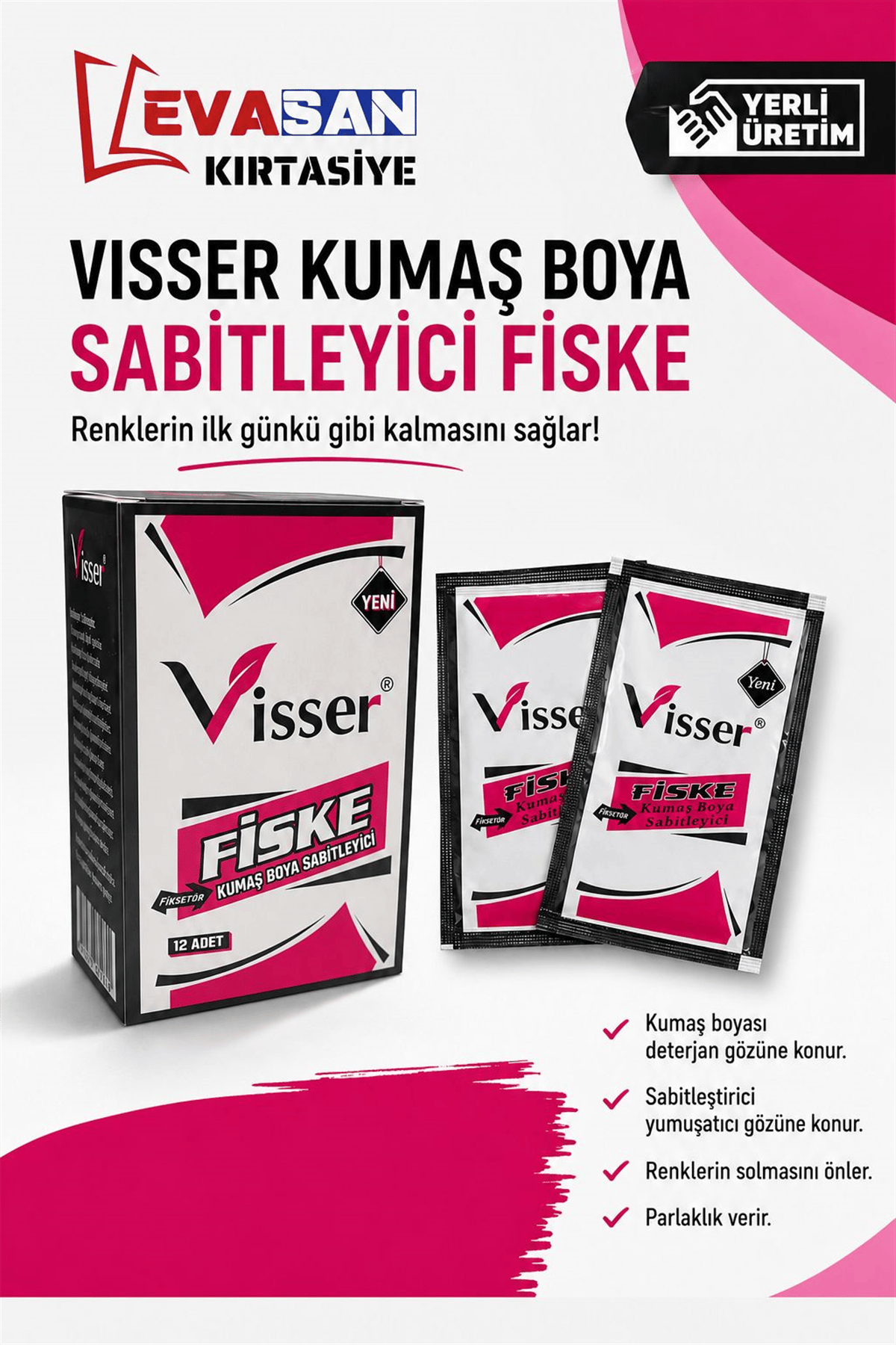 VİSSER KUMAŞ BOYA SABİTLEYİCİ FİSKE PK:12 Lİ