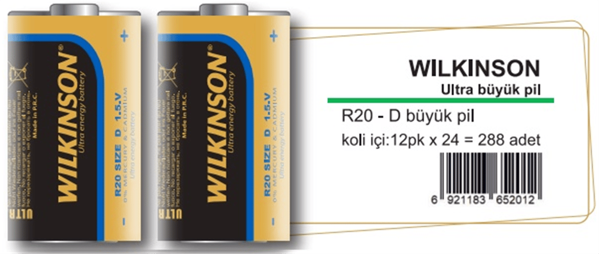 WILKINSON R20 BÜYÜK PİL PK:24 LÜ *288