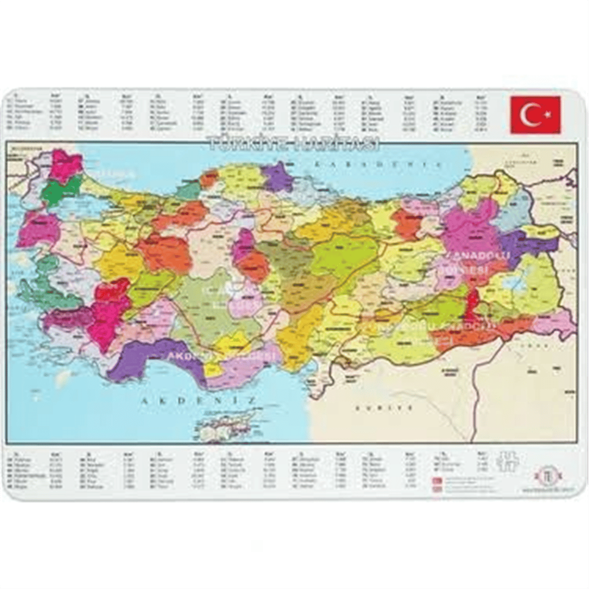 YAPBOZ PUZZLE ORTA BOY TÜRKİYE İLLER HARİTA 22X32 24 LÜ